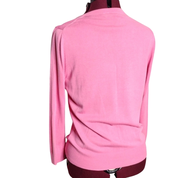 Talbots size M pink ruffle front cardigan sweater - Picture 3 of 6